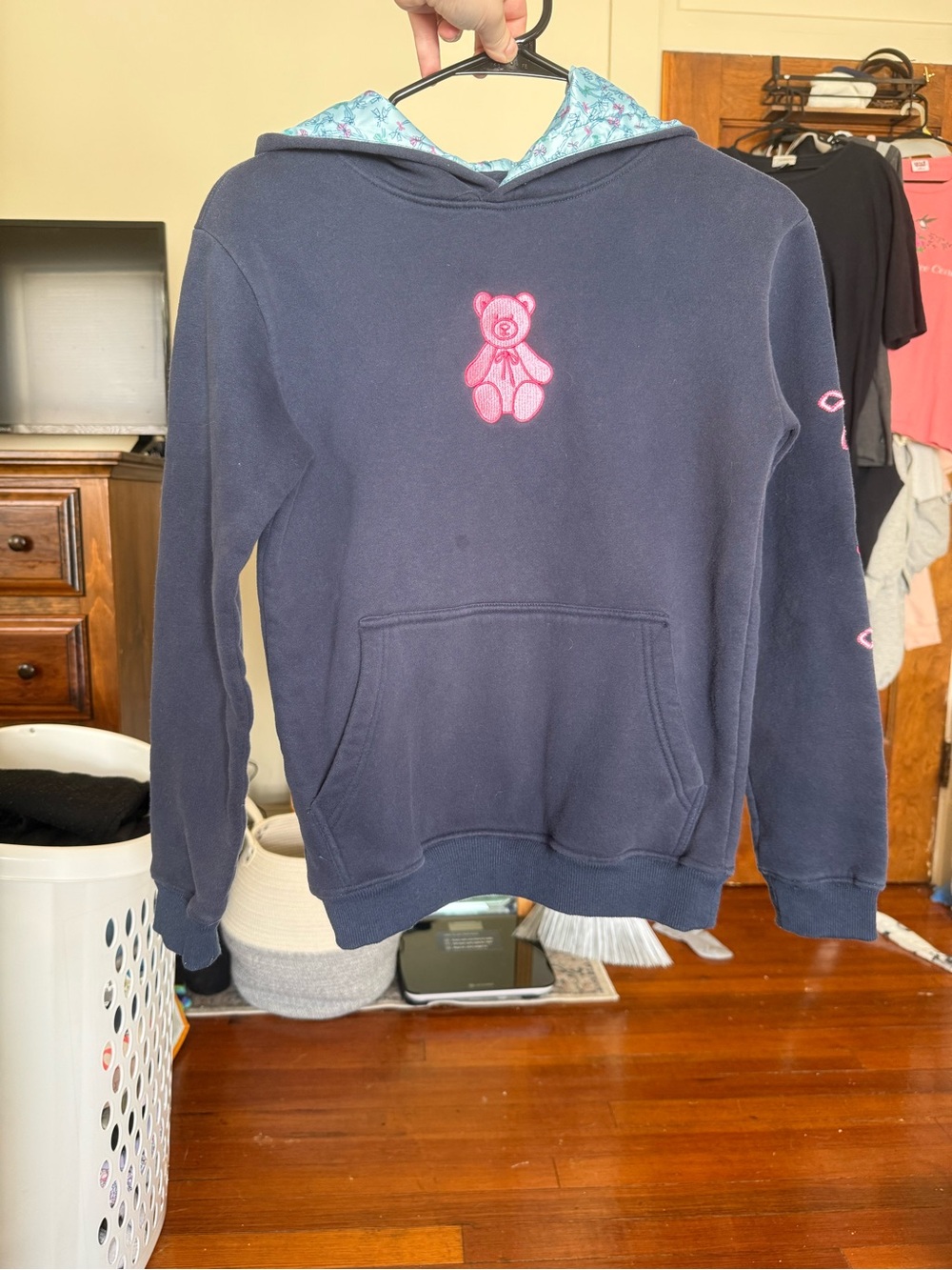 Simply Southern Teddy Bear Bow hoodie / XS / navy